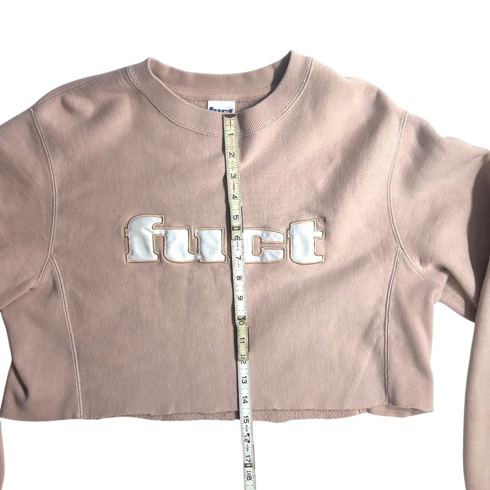 FUCT Cropped Sweatshirt Dusty Rose Pink Embroidered Logo Skater Streetwear Small
